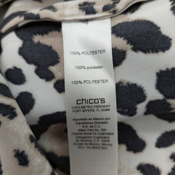 Chicos Blouse Size 3 Top Button Up Cheetah Tie Front XL - Picture 7 of 9